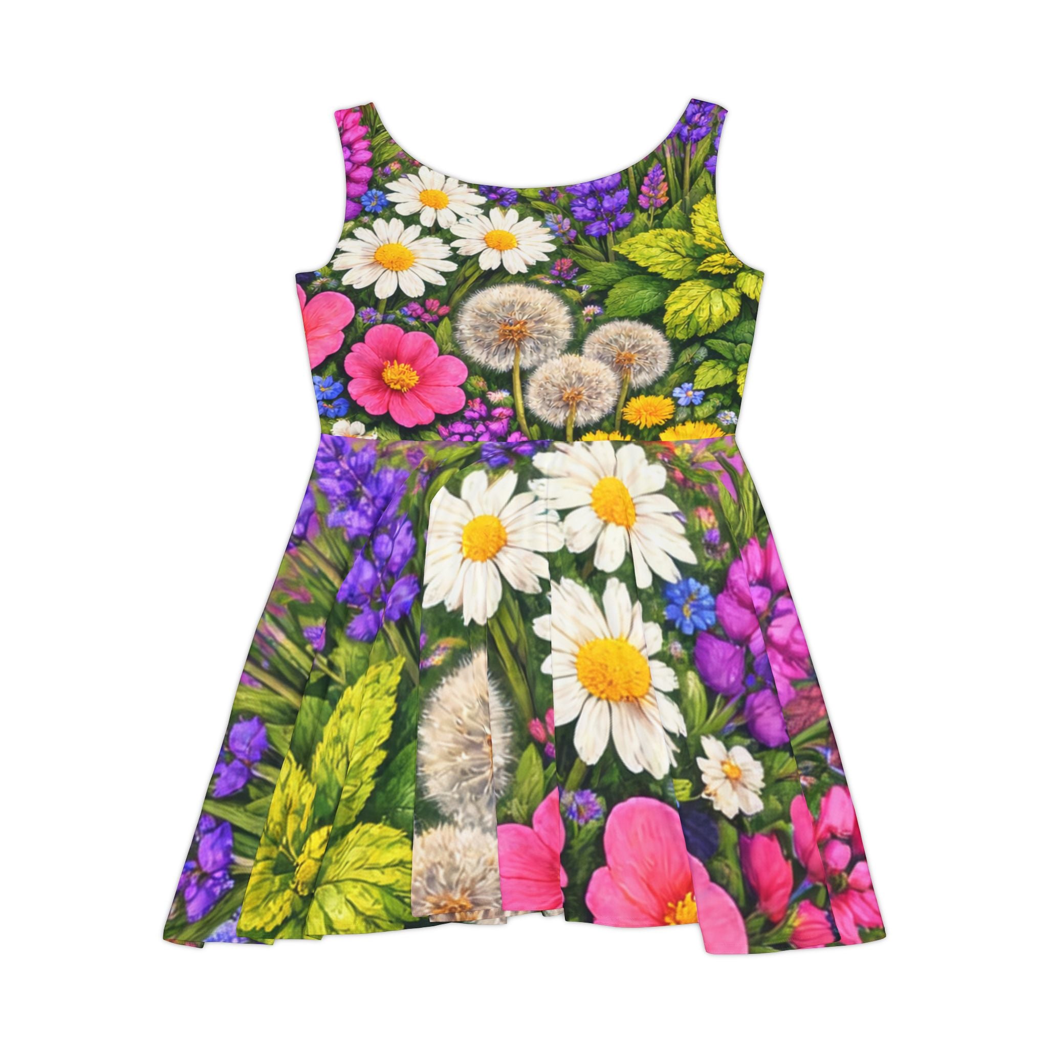 Floral Garden Skater Dress — Daisies, Dandelions & Wildflowers All-Over Print