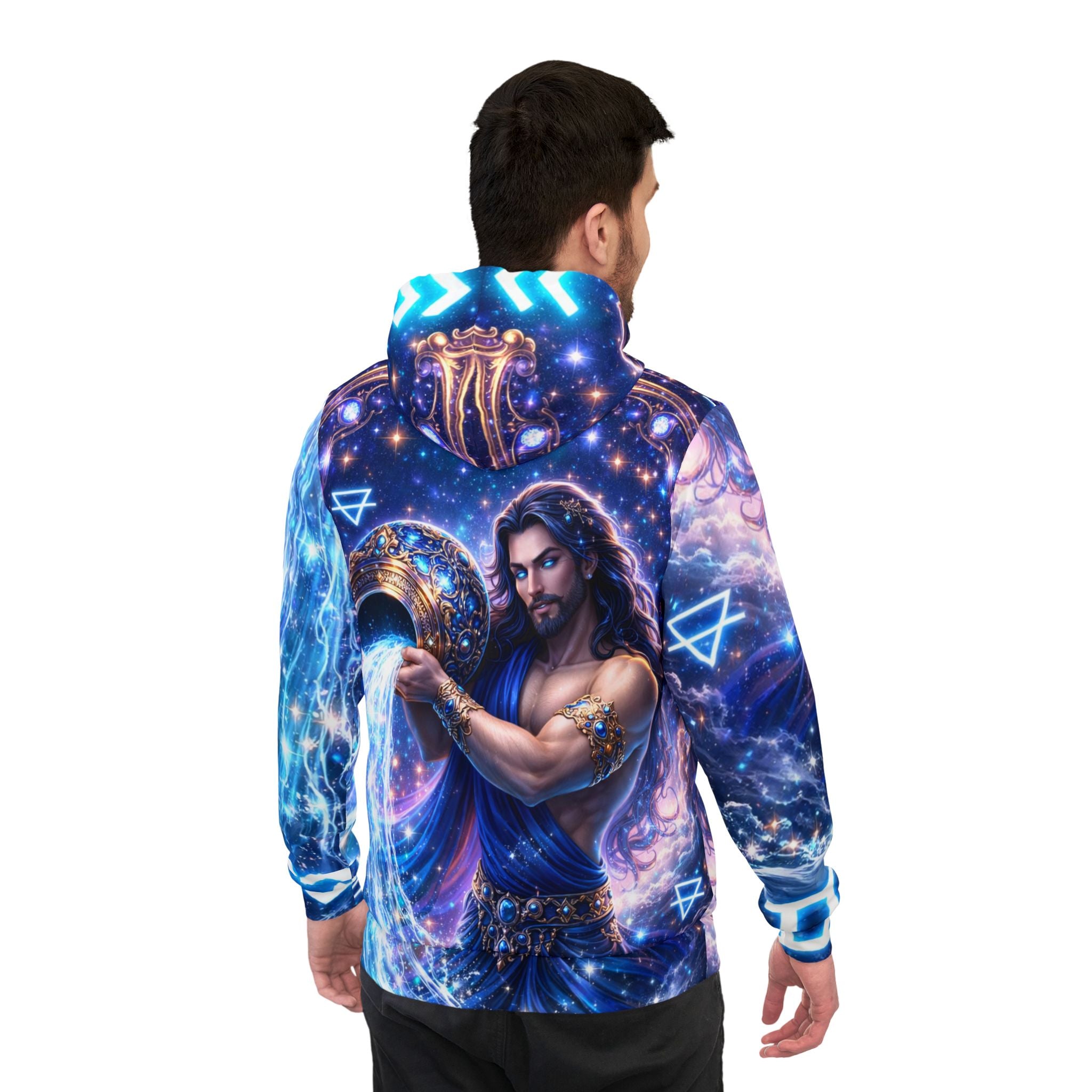 Aquarius Zodiac Hoodie — Cosmic Water-Bearer All-Over Print Athletic Hoodie