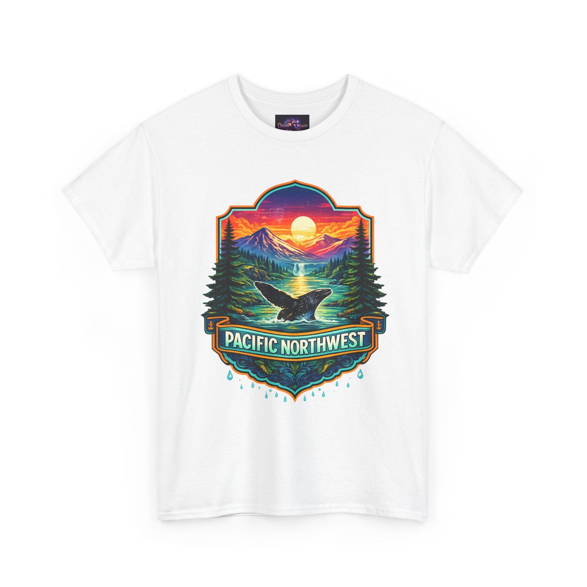 Pacific Northwest Whale Sunset Tee — Scenic Nature Graphic T-Shirt