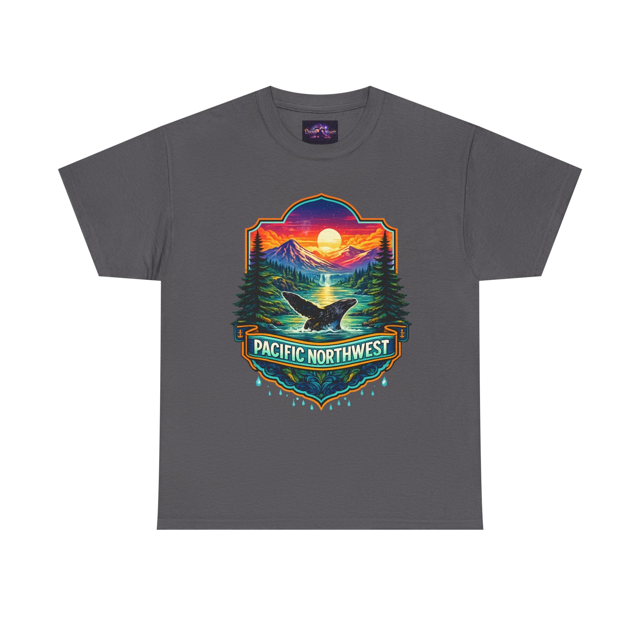 Pacific Northwest Whale Sunset Tee — Scenic Nature Graphic T-Shirt