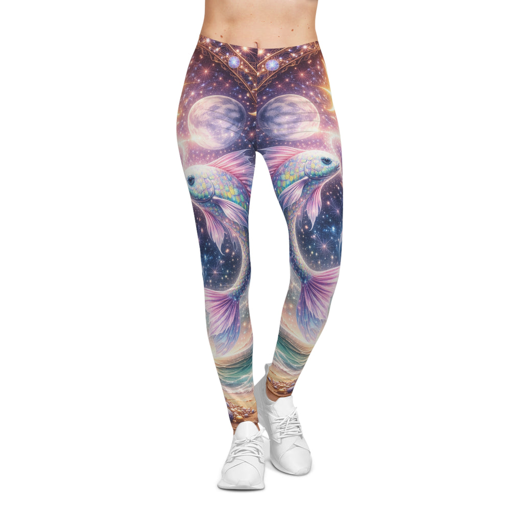 Celestial Koi Leggings — Women's Cosmic Fish Print Leggings