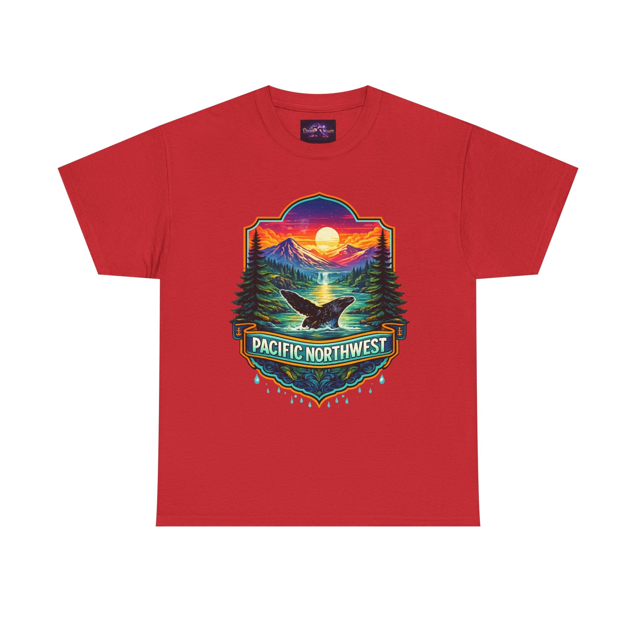 Pacific Northwest Whale Sunset Tee — Scenic Nature Graphic T-Shirt