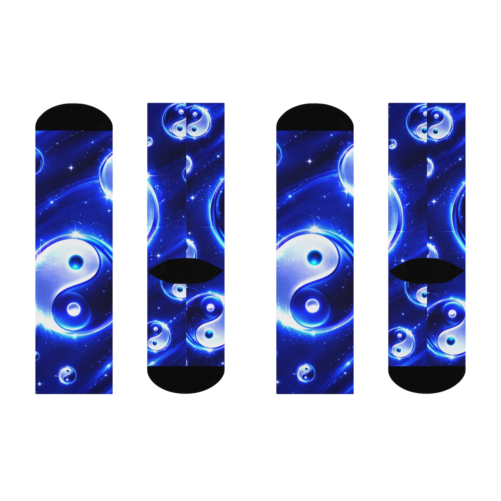 Blue Yin Yang Crew Socks — Cosmic Yin Yang Cushioned Socks