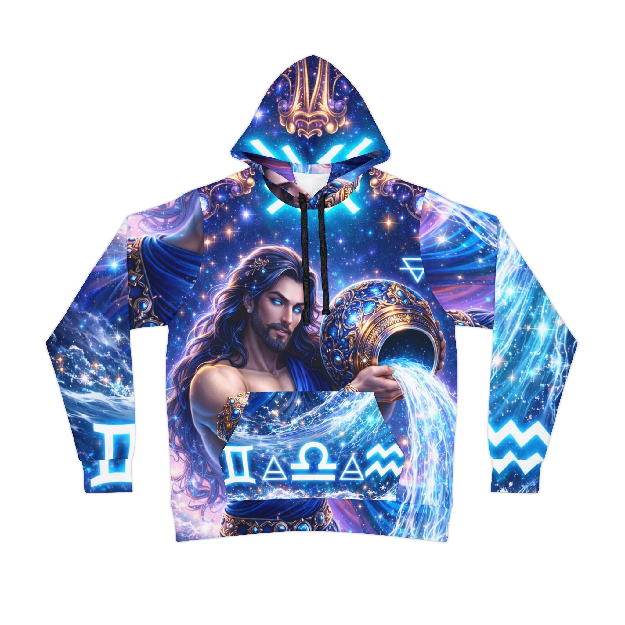 Aquarius Zodiac Hoodie — Cosmic Water-Bearer All-Over Print Athletic Hoodie