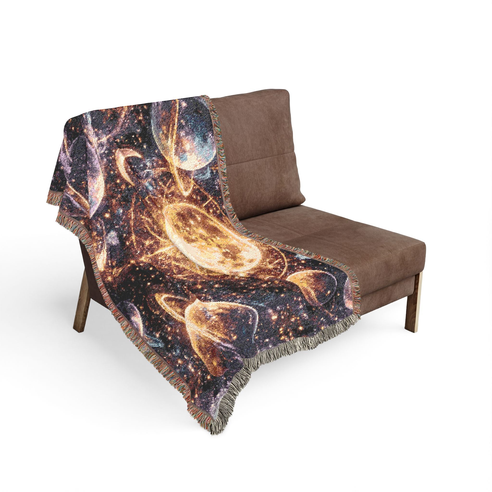Celestial Planet Woven Blanket — Starry Moon & Planets Throw