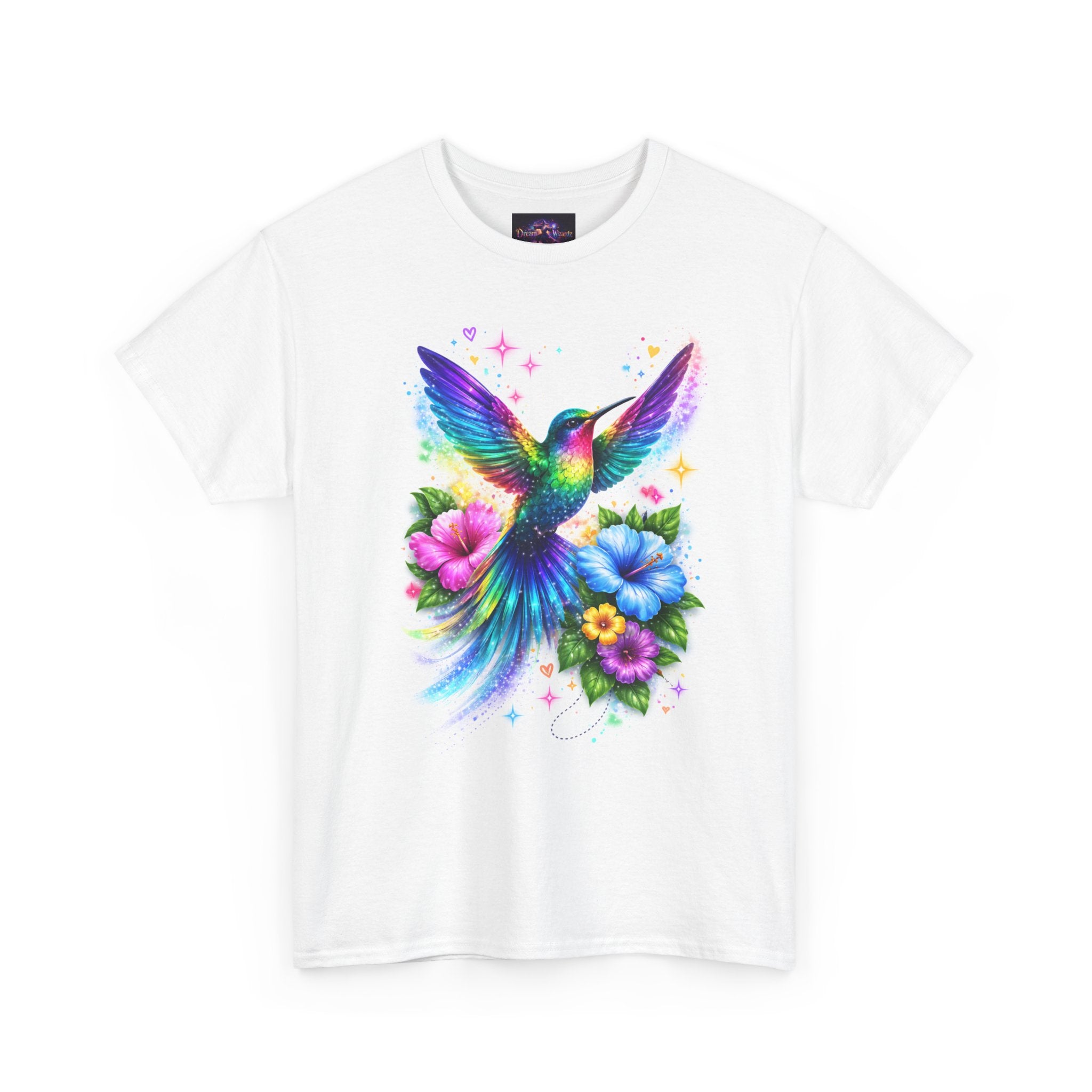 Colorful Hummingbird Floral Tee – Vibrant Bird & Flowers Graphic T-Shirt
