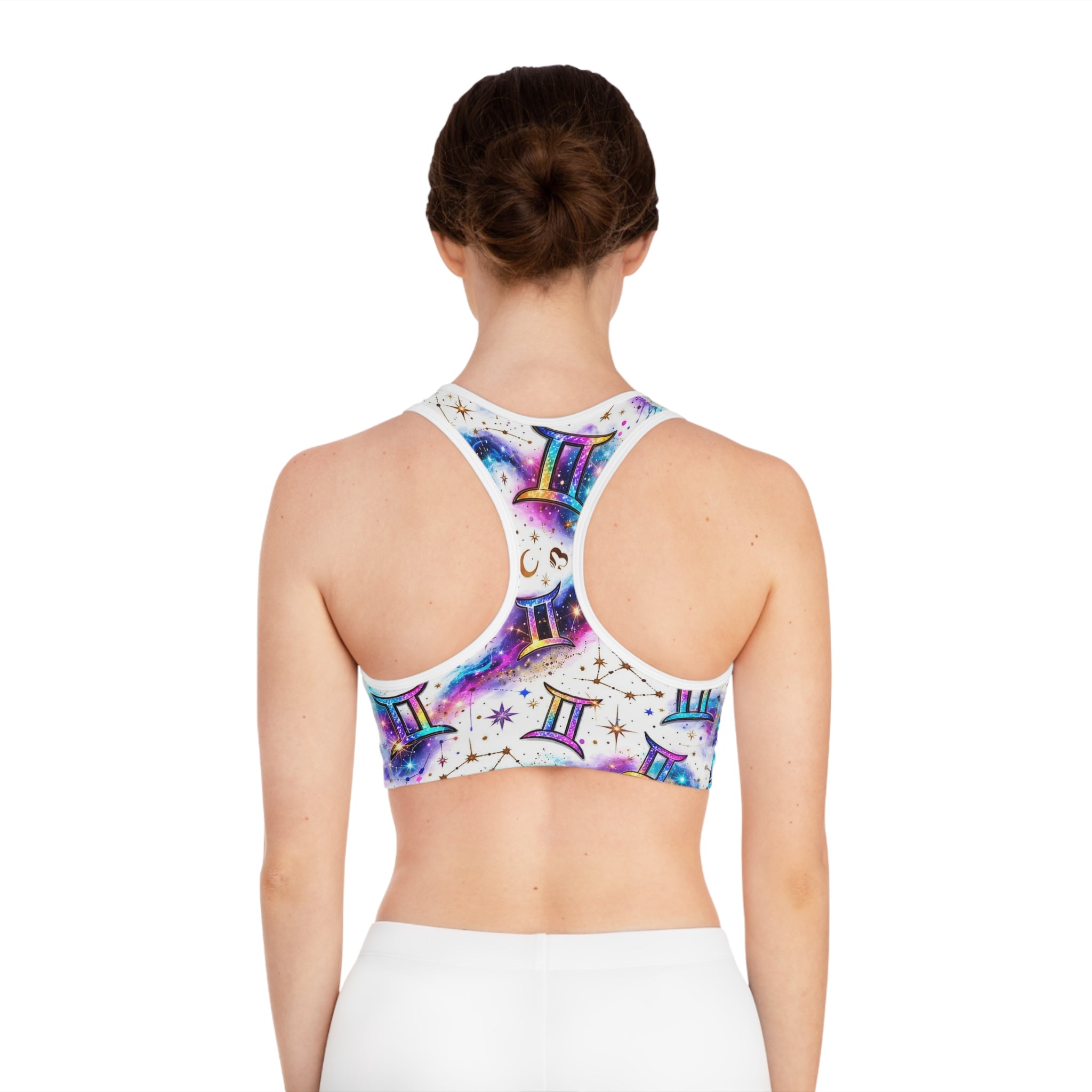Gemini Constellation Sports Bra — Galaxy Zodiac AOP Activewear