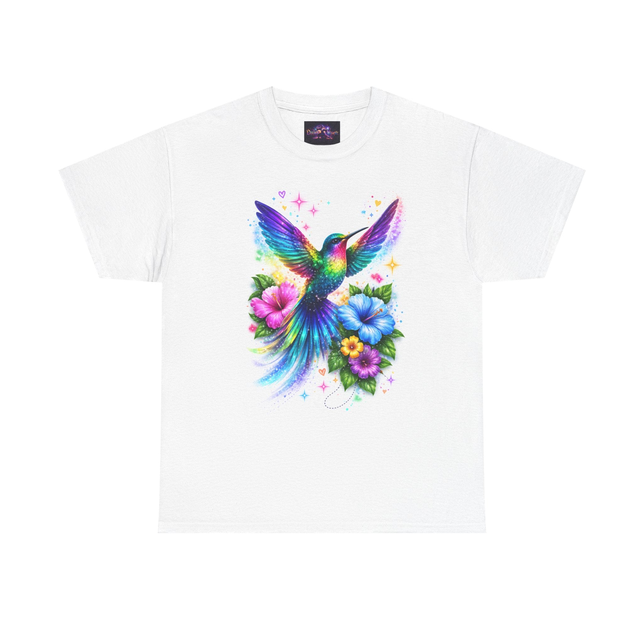 Colorful Hummingbird Floral Tee – Vibrant Bird & Flowers Graphic T-Shirt