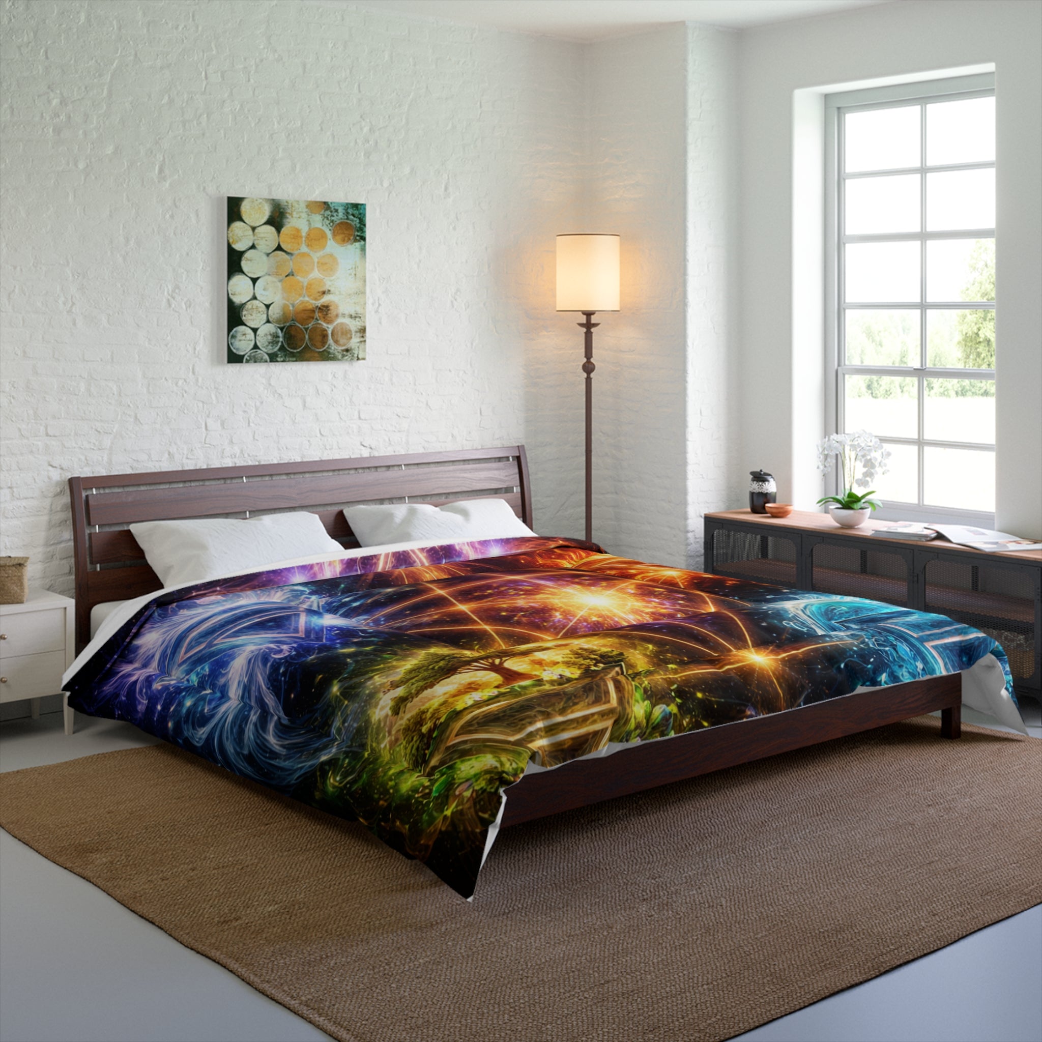 Elemental Sacred Geometry Comforter — Fire, Water, Air & Earth Spiritual Bedding