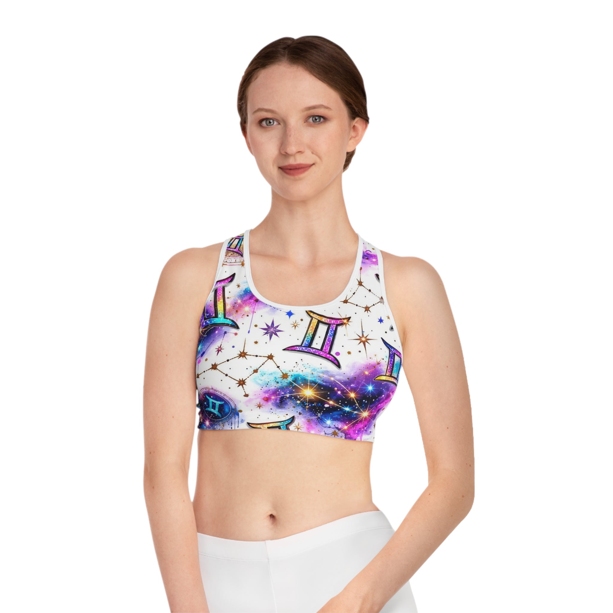 Gemini Constellation Sports Bra — Galaxy Zodiac AOP Activewear