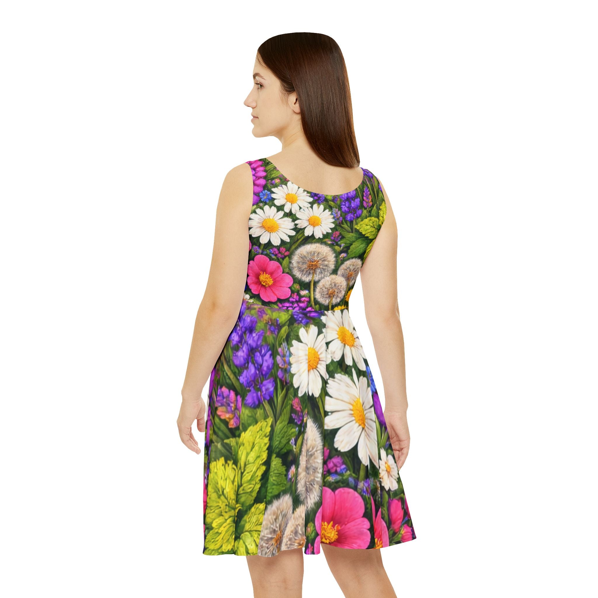 Floral Garden Skater Dress — Daisies, Dandelions & Wildflowers All-Over Print