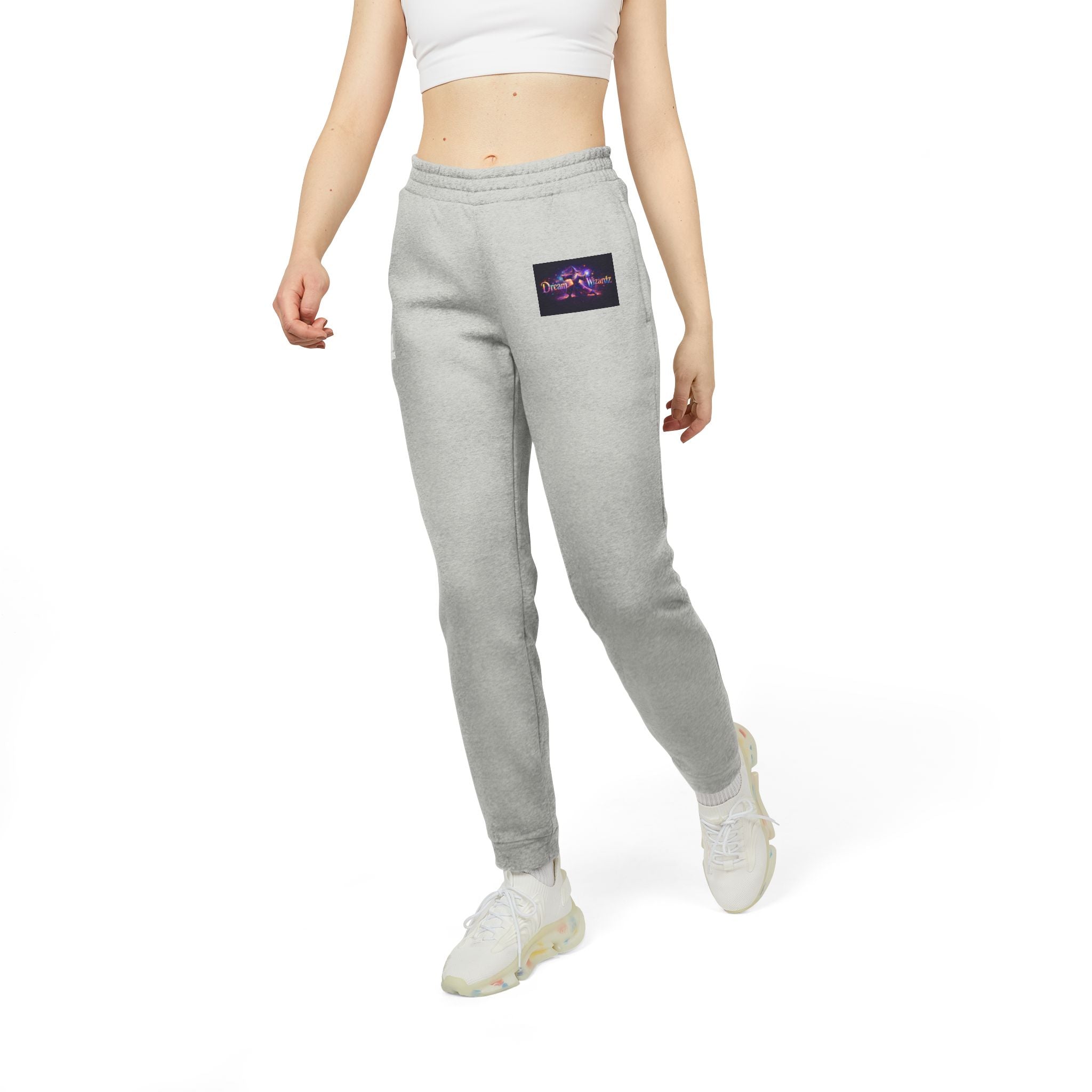 Fleece Joggers — Grey Relaxed Sweatpants with Night City Patch