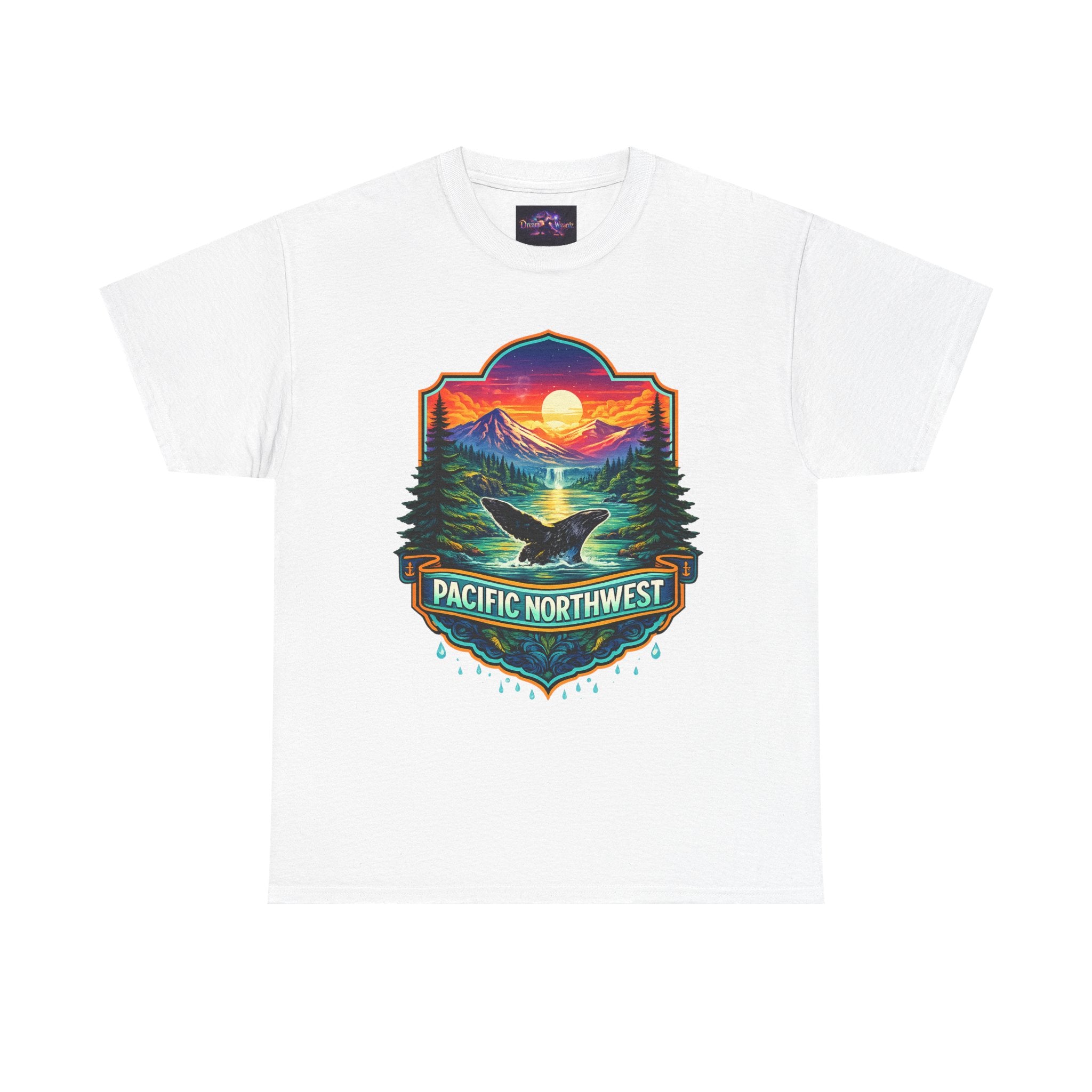 Pacific Northwest Whale Sunset Tee — Scenic Nature Graphic T-Shirt