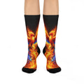 Phoenix Flame Cushioned Crew Socks — Vibrant Fiery Bird Graphic