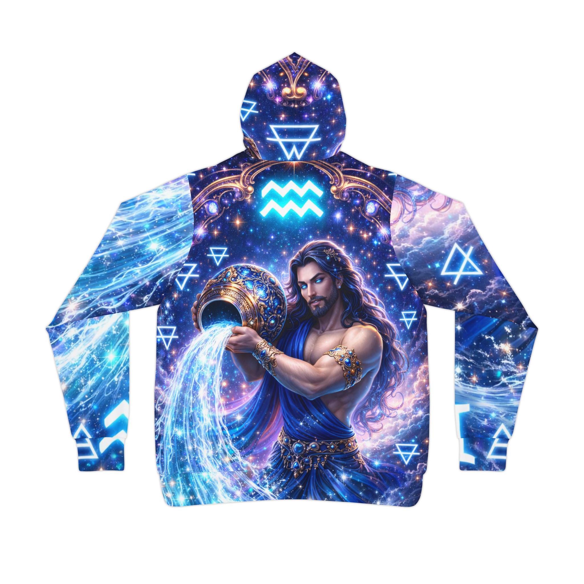 Aquarius Zodiac Hoodie — Cosmic Water-Bearer All-Over Print Athletic Hoodie
