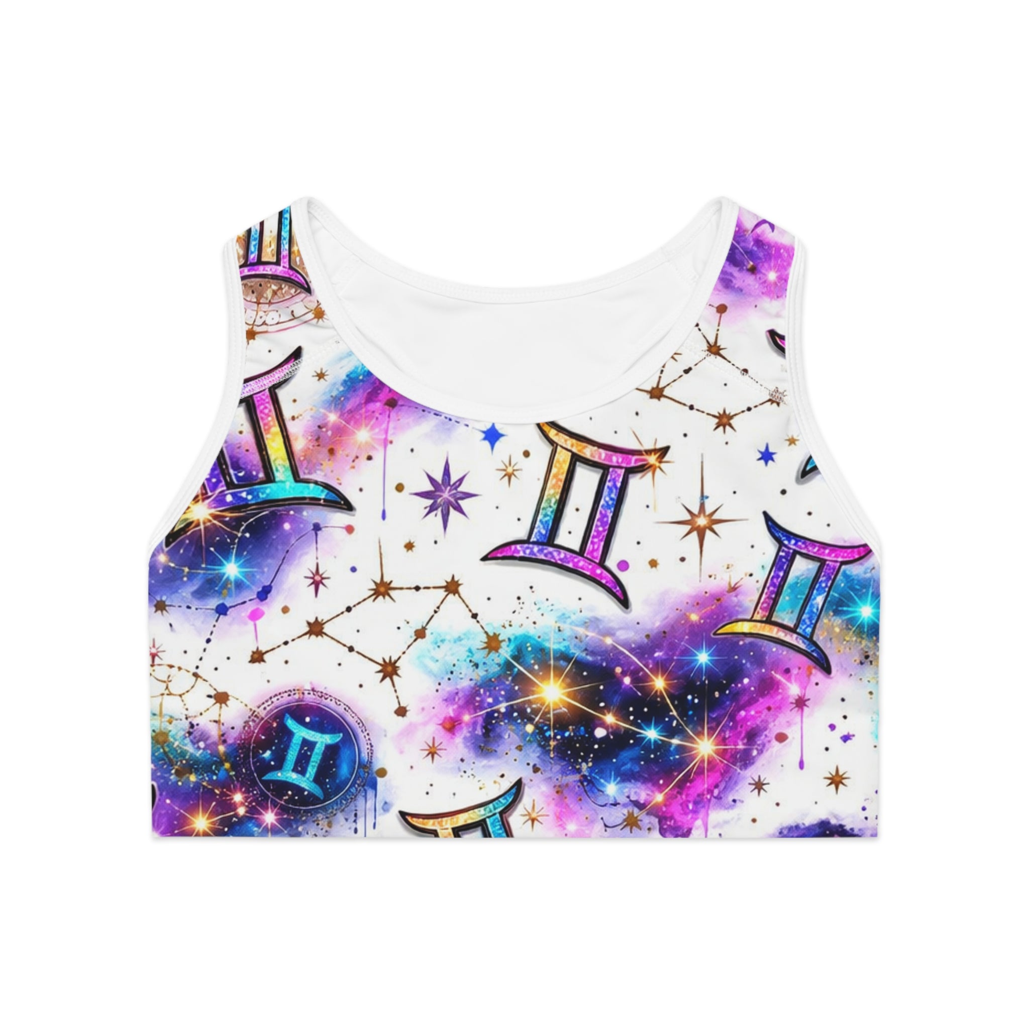 Gemini Constellation Sports Bra — Galaxy Zodiac AOP Activewear