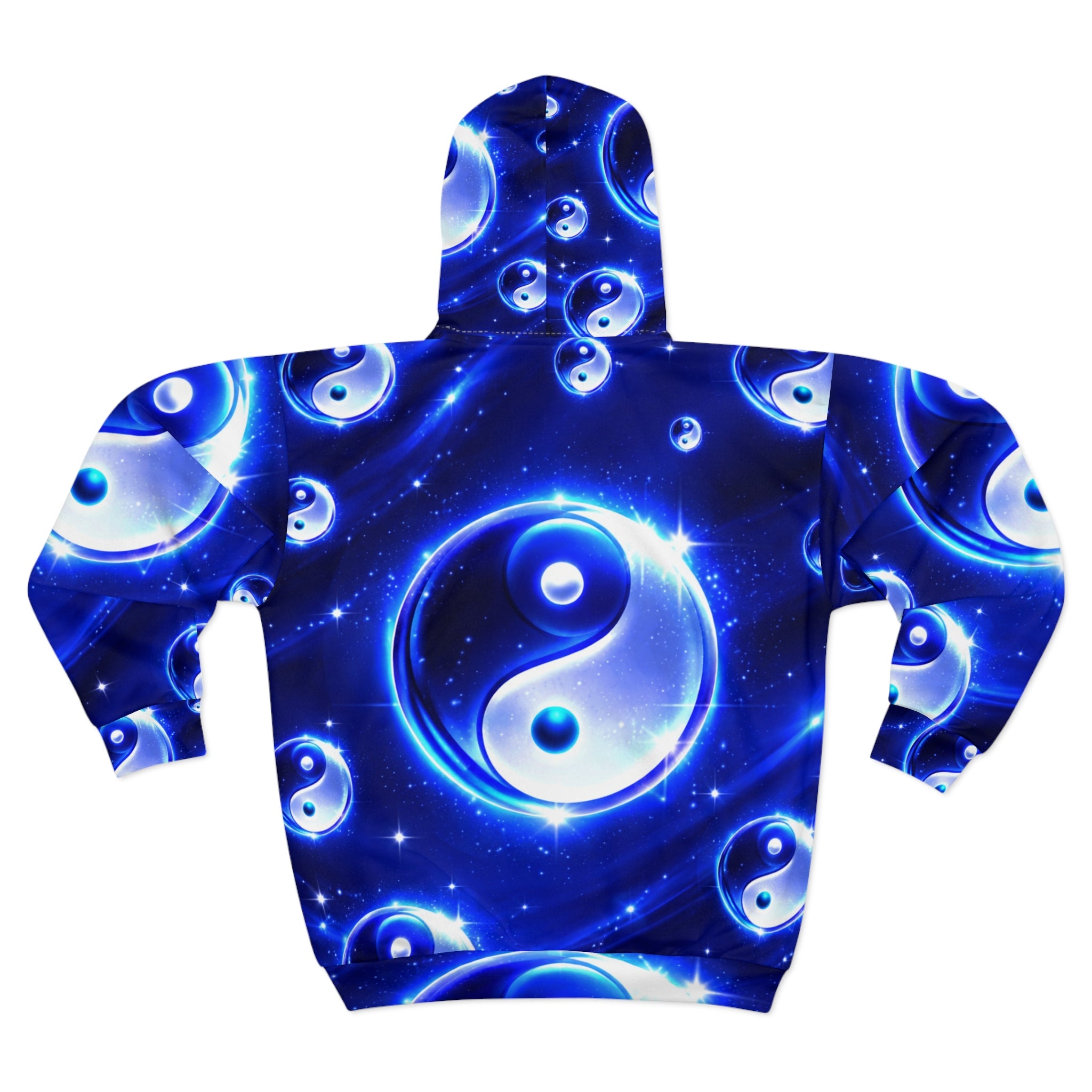 Blue Yin Yang Zip Hoodie – Cosmic Energy All-Over Print